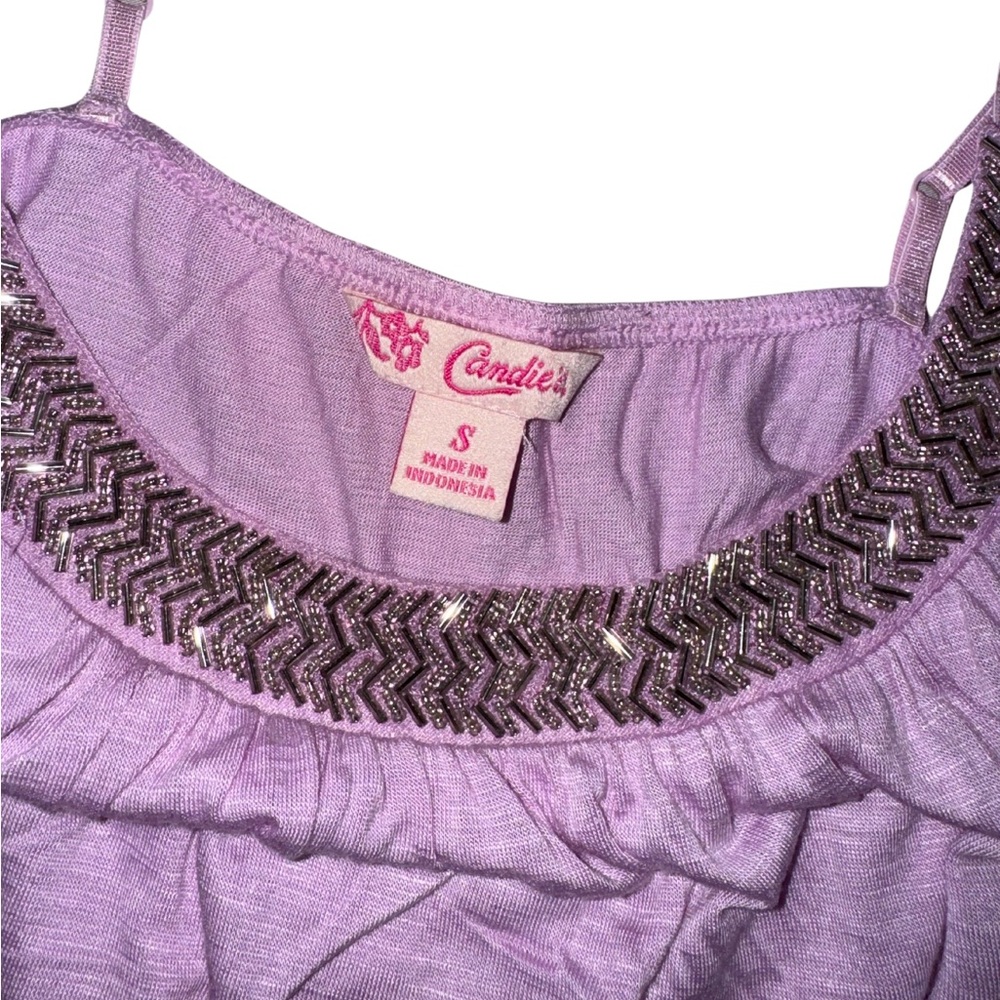 y2k Candies Small lavender purple spaghetti strap tank w/ silver beaded accent